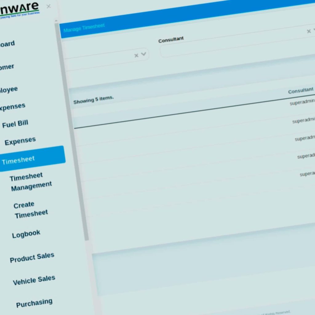 Evenware employee task and expense tracking software dashboard