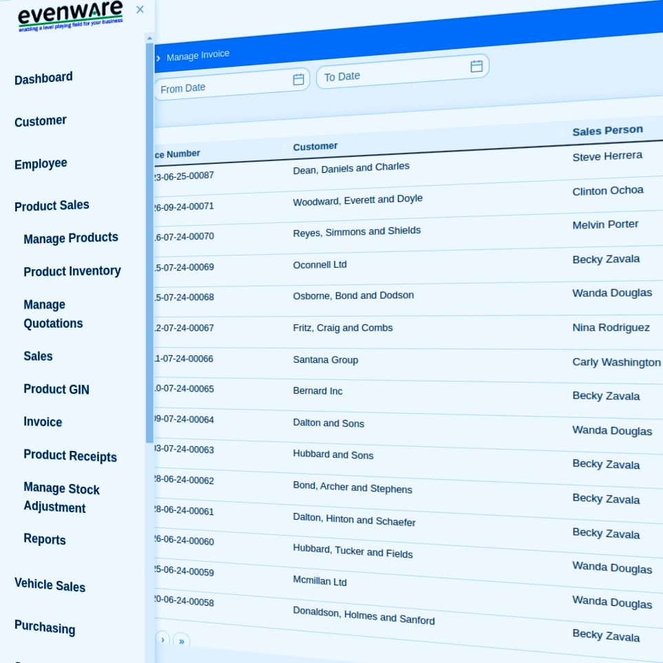 Evenware inventory and billing management dashboard for SMEs